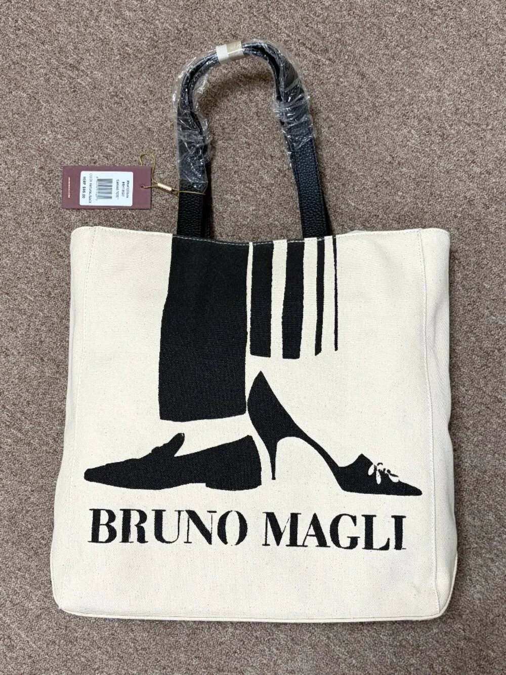Bruno Magli Canvas Tote with Leather Straps